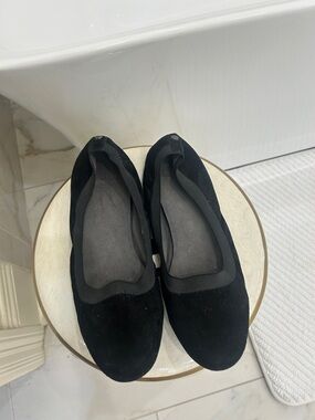 Stuart Weitzman Black Suede Ballet Flats